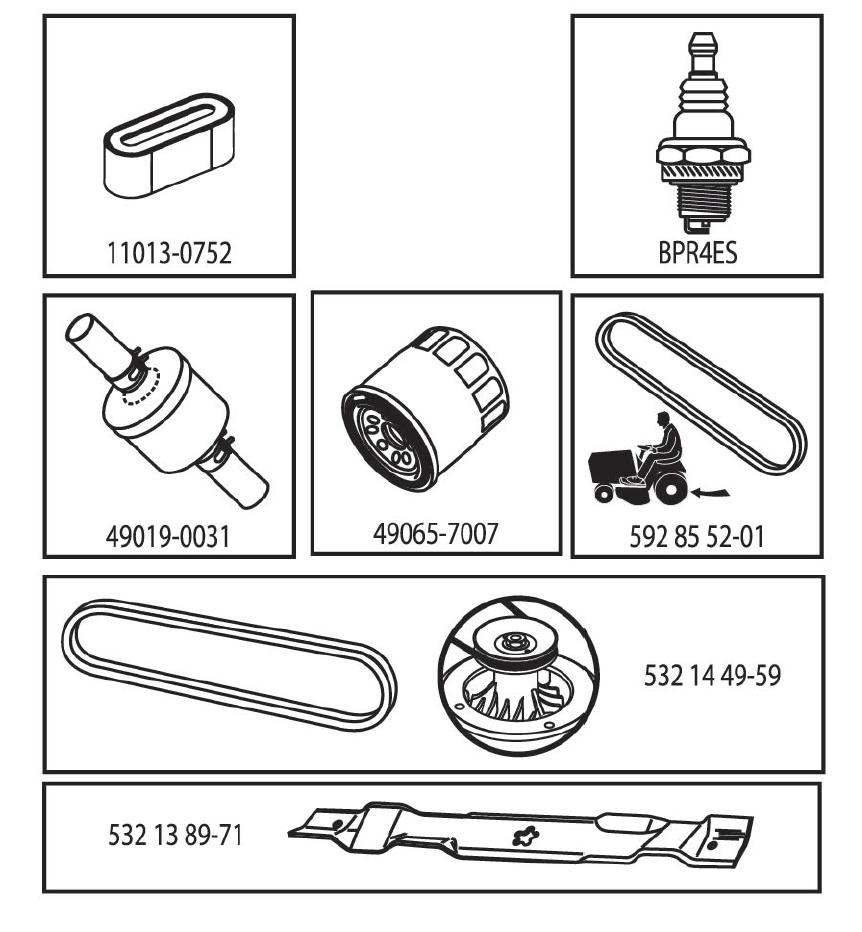 Frequently Used Parts diagram
